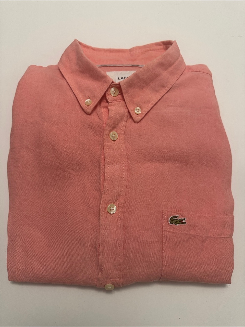 Lacoste Coral Button-Down Linen Shirt